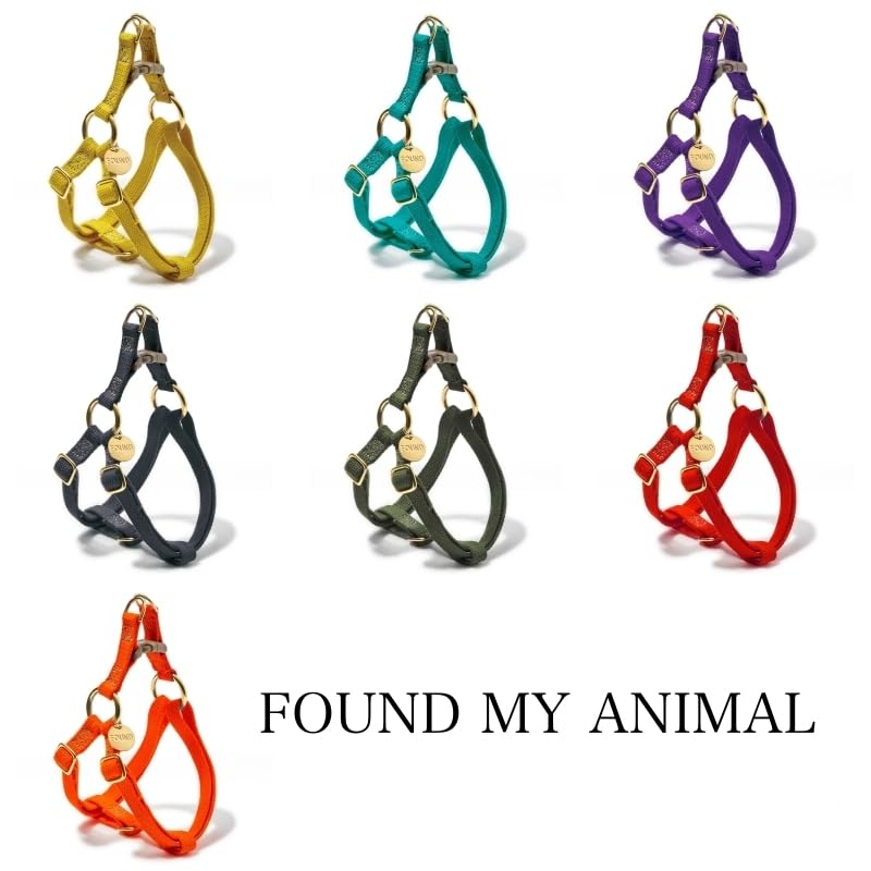 Found My Animal - Olive Cotton Cat & Dog Harness (Large) - Hand Dyed & Crafted Dog Harness - Adjustable, Pet Harness with Solid Brass Rings & Buckle - Dog Training Harness - Made in USA Large - PawsPlanet Australia
