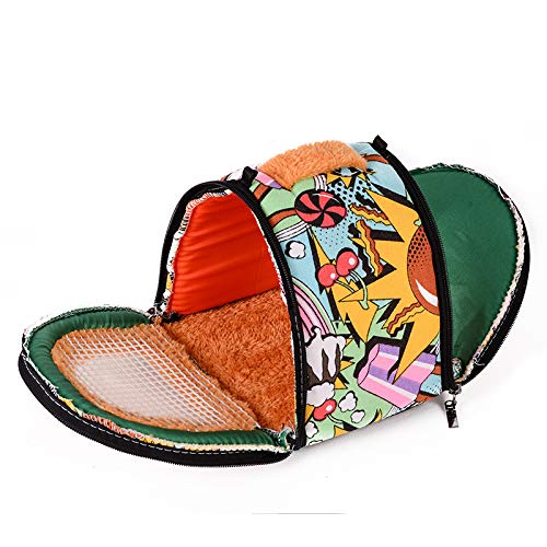 KAMEIOU Pet Small Animals Hedgehog Rat Small Guinea Pig Carrier Bag with Detachable Strap Double Zipper Travel Guinea Pig Rat Chinchillas Hamster Hedgehog Carriers Sling Handbag for Small Animals Cartoon B