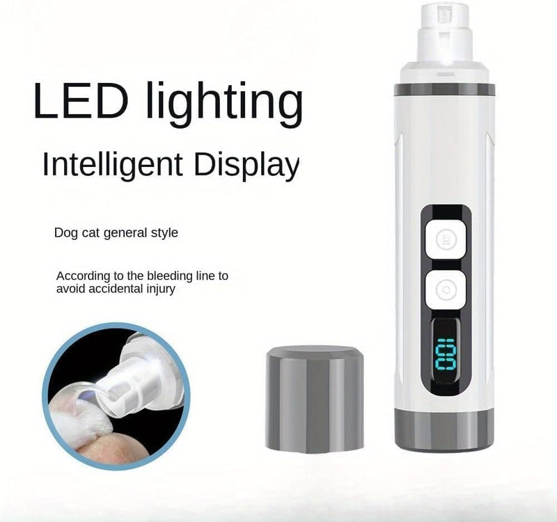 Dog Nail Grinder Quiet- Ultra-Quiet Dog & Cat Nail Grinder with LED Light & Battery Display & Upgrade Grinding Head - Painless Nail Trimmer for Small to Large Pets, Thick Nails, and Sensitive Paws White - PawsPlanet Australia