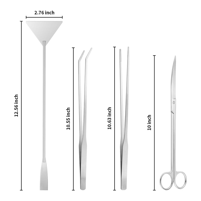 Aquascape Tools Aquarium Kit - 4PCS Terrarium Supplies Include Long Tweezers for Terrarium, Feeding Tongs, Aquarium Scissors, Aquarium Algae Scraper for Fish Tank Cleaning Plant Trimming - PawsPlanet Australia