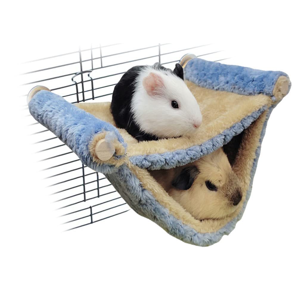 Oncpcare Hanging Rat Platform for Cage 2-Layer Guinea Pig Hammock Bed Cage Accessories for Mouse Chinchilla Rat Gerbil, Blue