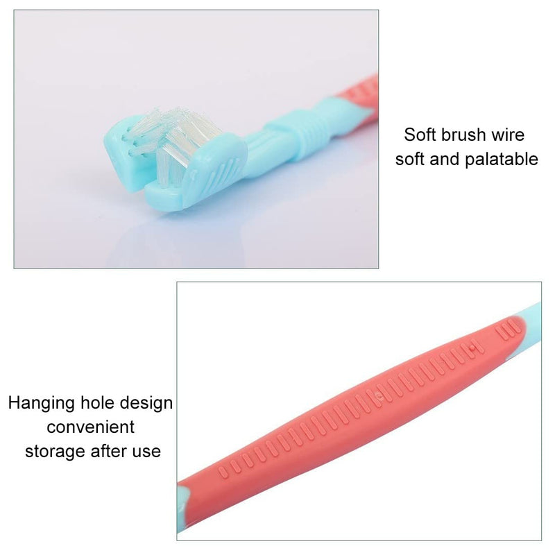 Dog Toothbrush, Pack of 4 Pet Toothbrushes, Toothbrushes for Dogs, Pet Toothbrush, 2 Triple Head Dog Toothbrushes and 2 Long Handle Dog Toothbrushes, Toothbrush Dog for Dogs and Cats