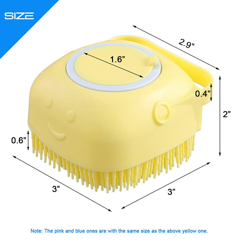 OTAVILEM Body Scrubber with Soap Dispenser for Shower, 3 Pack Silicone Exfoliating Brushes, Soft Body Exfoliator, Bath Loofah for Babies, Kids, Women, Men and Pets, 3 Colors Yellow - PawsPlanet Australia