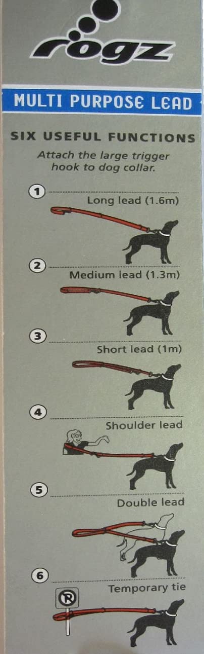 Rogz Utility Multi Purpose Lead, 20 mm x 1.8 m, Large, Orange - PawsPlanet Australia