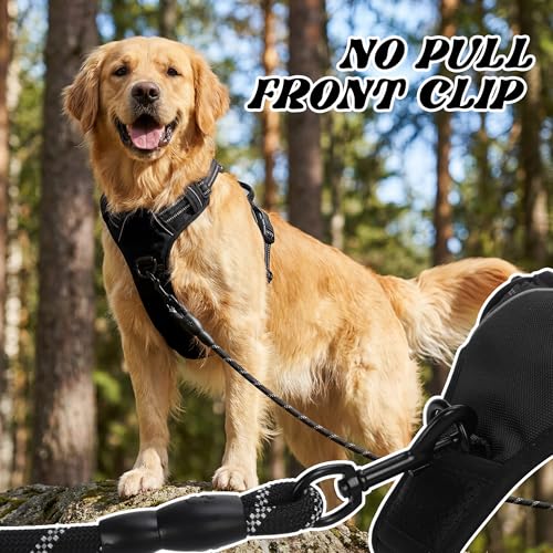 Funfox Dog Harness No Pull, Adjustable Pet Vest Harness Black S with Handle, 2 Leash Clips for Daily Walking Easy Control, Soft Durable Reflective Comfortable for Small Sized Dogs - PawsPlanet Australia