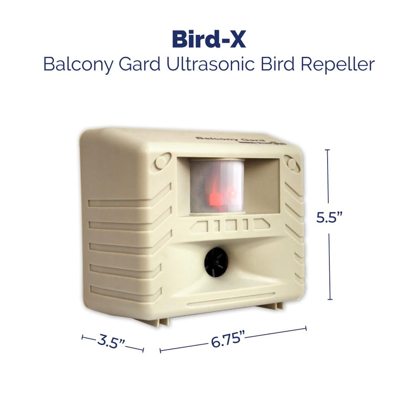 Bird-X Balcony Gard, Ultrasonic Bird Preventer, Outdoor Bird Decoy with Motion-Sensor, Easy to Install, Covers up to 900 sq. ft., 15 to 25 kHz Frequency, 6.75" x 5.5" x 3.5" Each - PawsPlanet Australia