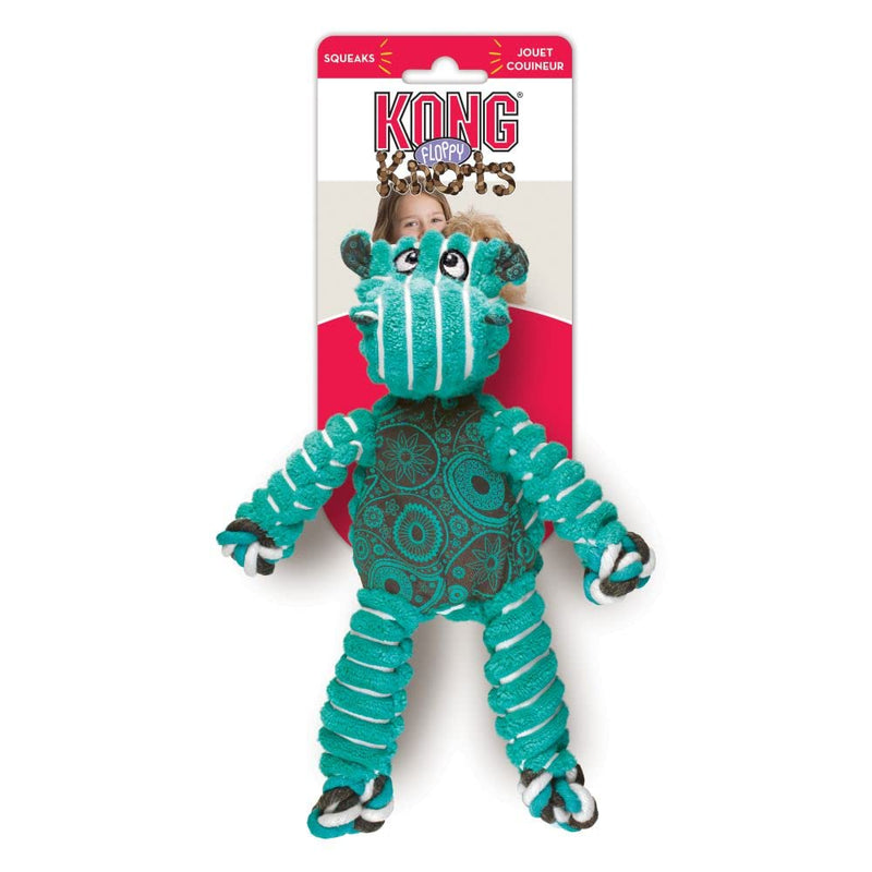KONG - Floppy Knots Hippo - Internal Knotted Ropes and Minimal Stuffing for Less Mess - For Small/Medium Dogs Standard Packaging - PawsPlanet Australia