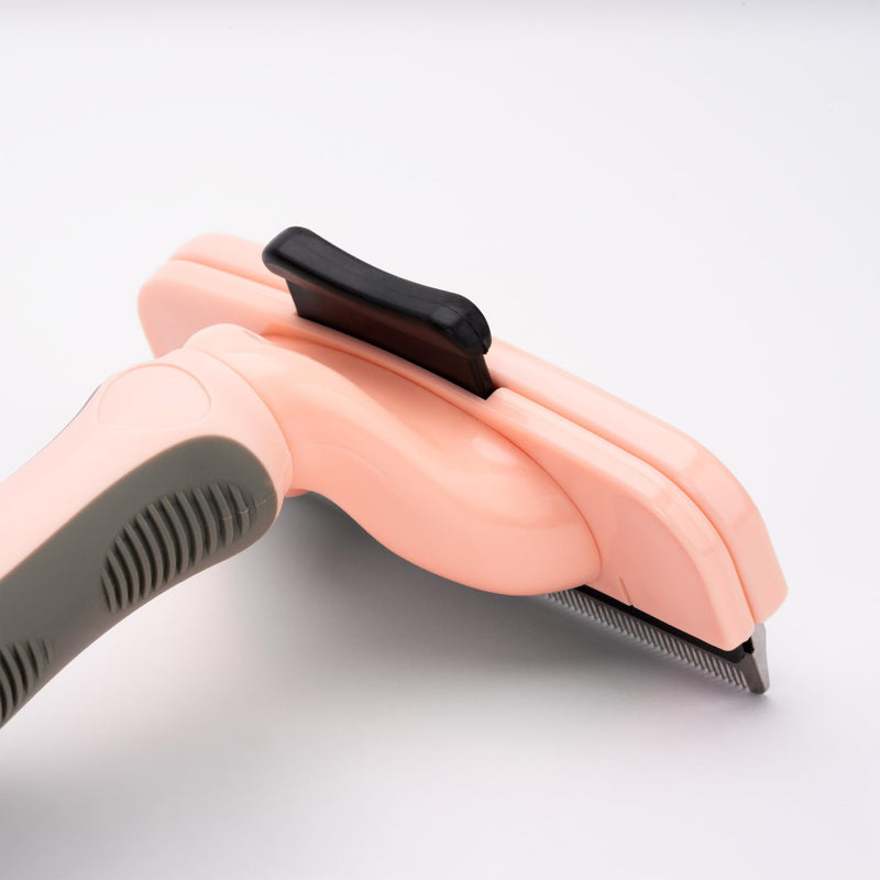 Deshedding Grooming Tool for Dogs and Cats with Fur Release Button for Any Length Fur with Ergonomic Handle Pink - PawsPlanet Australia