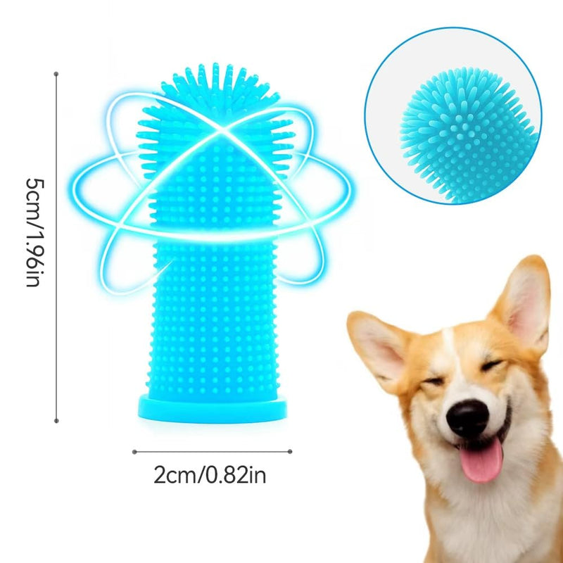 Aujzoo Dog Toothbrush Set (6 Packs), 360º Pets Teeth Cleaning Toothbrush for Dogs Cats Teeth Cleaning,Silicone Finger Teeth Brush Multicolor