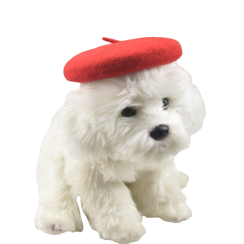 Dog Cat Beret Wool Hat Headband French Artist Beanie Beret Pet Dog Christmas Costume Hair Accessory Photo Props (Red, One Size) Red