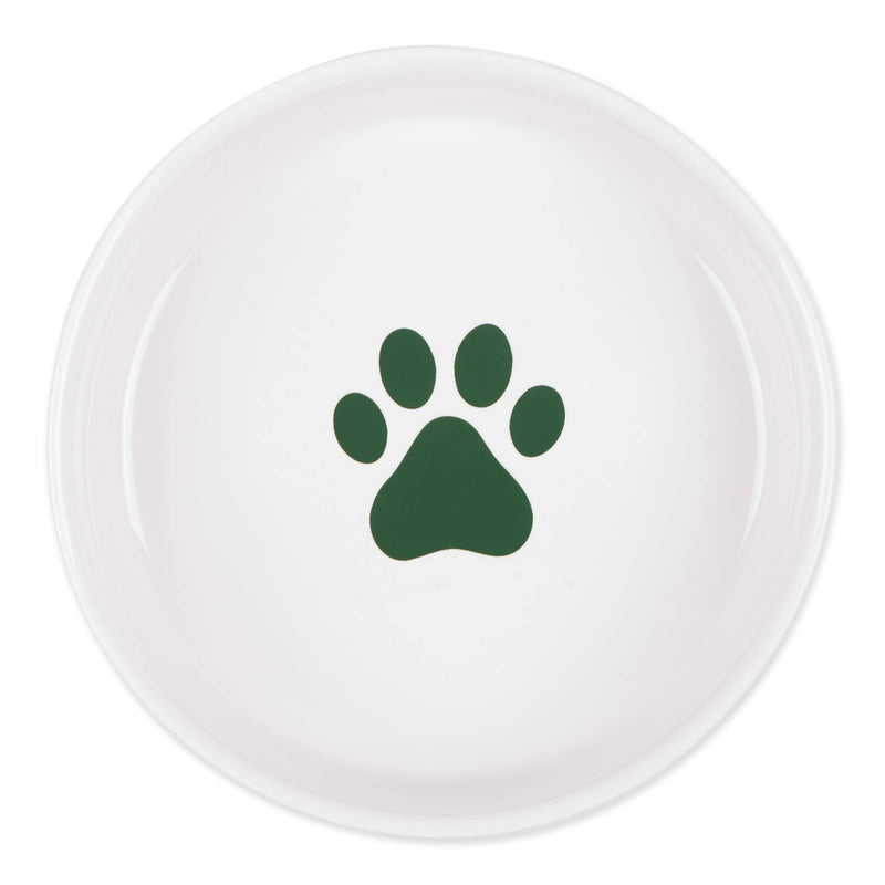 Bone Dry Ceramic Cat Bowls, Microwave & Dishwasher Safe, Large Set, 7.5x2.4, Hunter Green, 2 Count Large Set, 7.5x2.4"