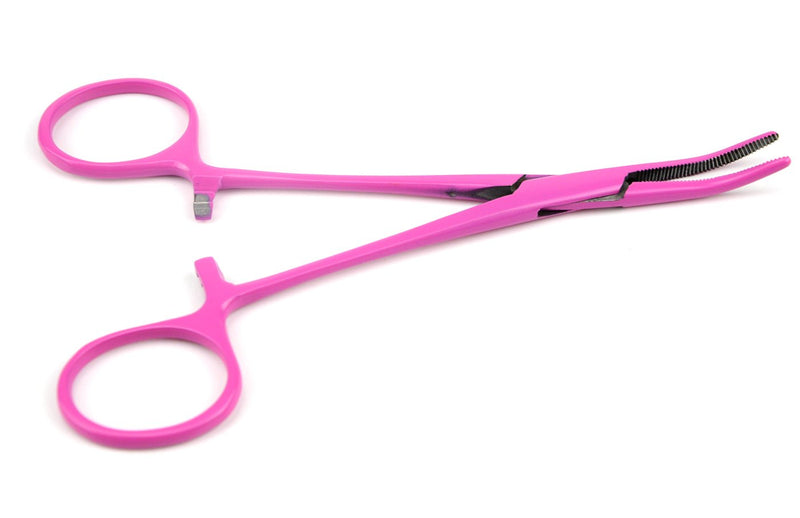 LILYS PET Pet Colourful Stainless Steel Hemostat Hemostatic Forcep,Pet Ear Hair Pull Forcep,Bend head and Straight head kit (Pink, 12cm) Pink - PawsPlanet Australia