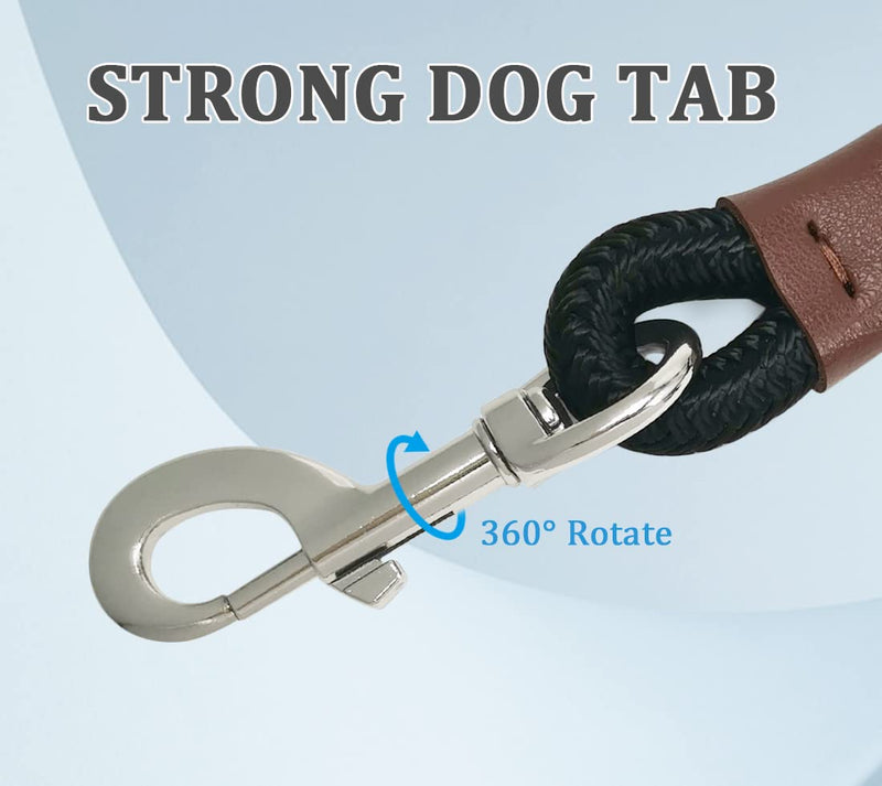 Short Dog Leash, 12 Inch Rope Traffic Handle Lead, 1/2" Strong Nylon Dog Tab Training Leash for Medium/Large/Ex-Large Dogs Outdoor Walking Black - PawsPlanet Australia