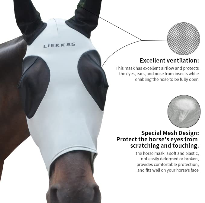 Super Comfort Horse Fly Mask Elasticity Fly Mask with Ears UV Protection for Horse(XL,Pink) pink XL - PawsPlanet Australia