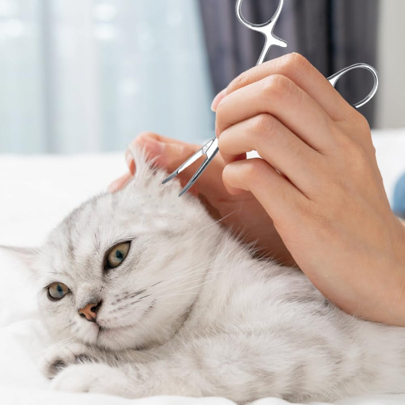 Dog Ear Hair Removal Tool, Dog Ear Plucking Tool Dog Ear Hair Remover Pets Ears Nose Hair Puller Stainless Steel Grooming Cleaning Clamp with Curved Tip Tweezers for Pet Cat Trimmer Accessories(small) - PawsPlanet Australia