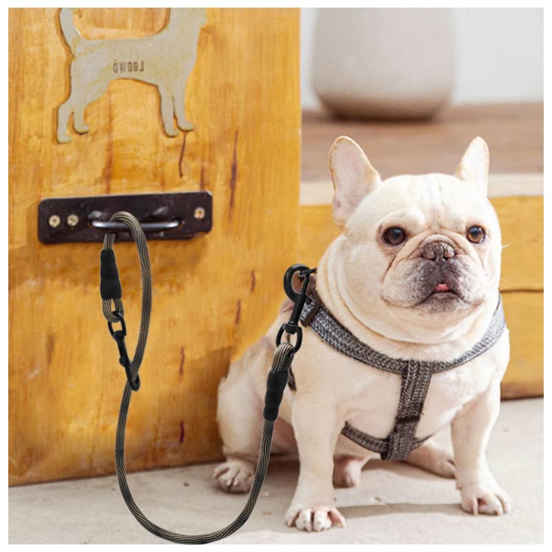 BTINESFUL 3FT Dog Tie Down, Nylon Rope Short Dog Tether Indoor Training Safety Vehicle Tether for Large Medium Strong Puppy 3 Foot Beige Black - PawsPlanet Australia