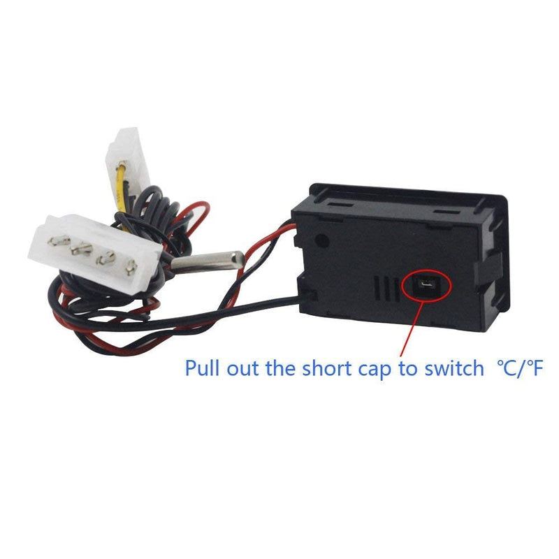 Digital Thermometer Temperature Meter Gauge Waterproof Sensor Probe Aquarium Car PC case Incubator Temp Meter 4 Pin Power Supply Celsius/Fahrenheit LCD Display 4 Pin Interface - PawsPlanet Australia
