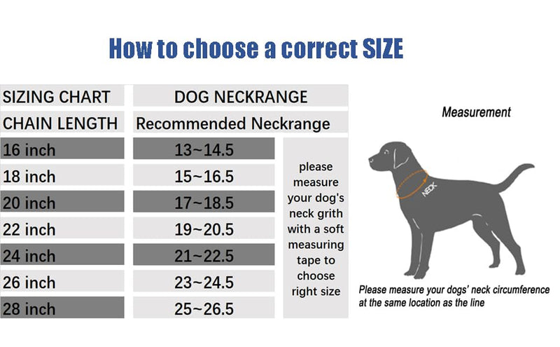 SGODA Chain Dog Training Choke Collar, 304 Stainless Steel, Total Length 24 in, 3.5 mm 23", 3.5mm - PawsPlanet Australia