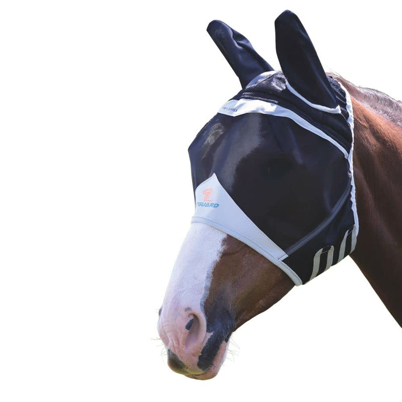 Shires Fine Mesh Fly Mask with Ears — 70% UV Protection Black/Pony/Single