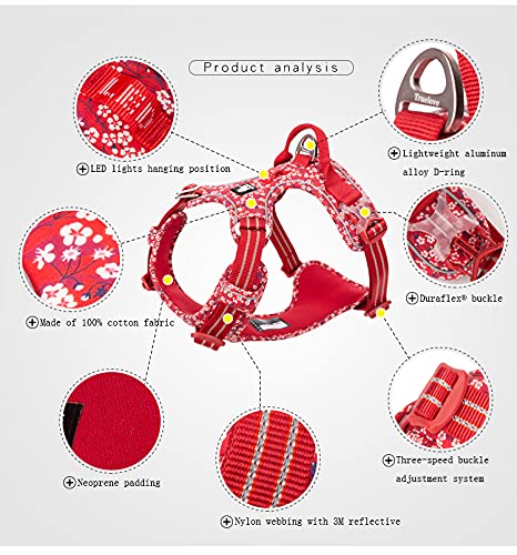 WINHYEPET True Love No-Pull Dog Harness, Cotton Fabric Breathable and Reflective Soft, Adjustbale for Running Walking, Suitable Small Medium Large Cats Dogs TLH5655(Poppy Red, S) Poppy Red - PawsPlanet Australia