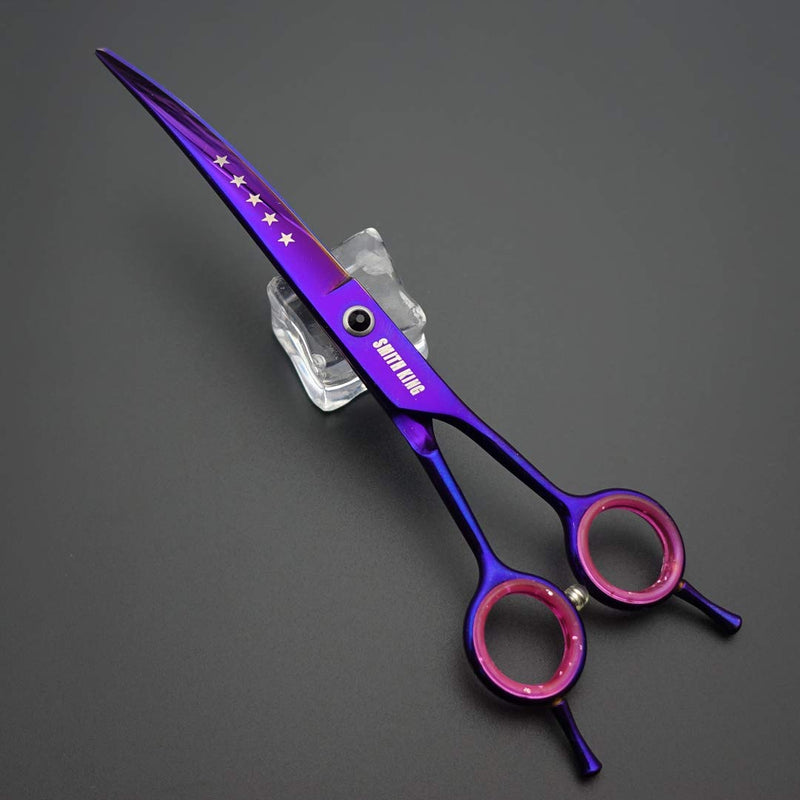 7.0 inches Professional Dog Grooming Scissors Set Straight & thinning & Curved & chunkers & comb 5pcs in 1 Set for left-handed & right handed Right-handed Purple - PawsPlanet Australia