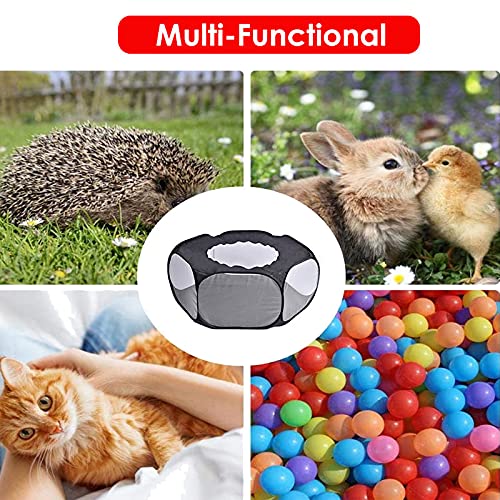 Small Animals Cage Tent, Pet Playpen with Top Opening Foldable Breathable Yark Fence for Guinea Pig, Rabbits, Hamster, Chinchillas and Hedgehogs (Black) Black - PawsPlanet Australia