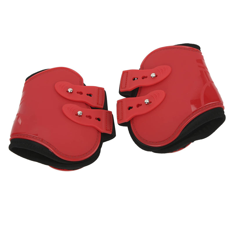 2 Pcs Horse Shin Guards, PU Material Red Horse Hind Leg Shin Guards Shell Adjustable Neoprene Horse Leg Guard for Equestrian Show Horse Jumping