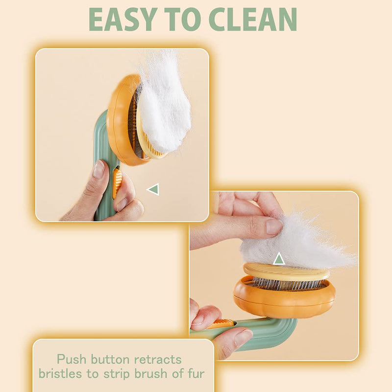 Cat Brush with Release Button, Pumpkin Cat Comb for Long or Short Haired Cats Dogs Rabbits, Skin Friendly Deshedding Grooming Tool for Gently Removes Loose Fur Undercoat - PawsPlanet Australia