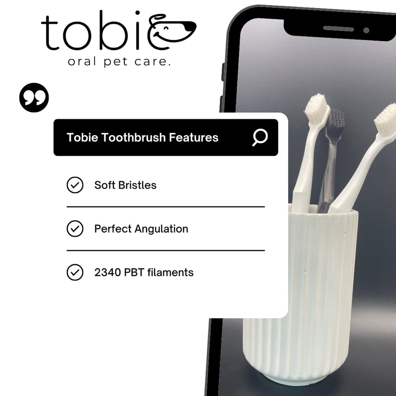 Toothbrush for Dogs with 2340 Filaments - Adult & Puppy Toothbrush - Gentle Doggy Toothbrush with Soft Bristles - Soft Dog Toothbrush for Dog Dental Care - in Black - PawsPlanet Australia