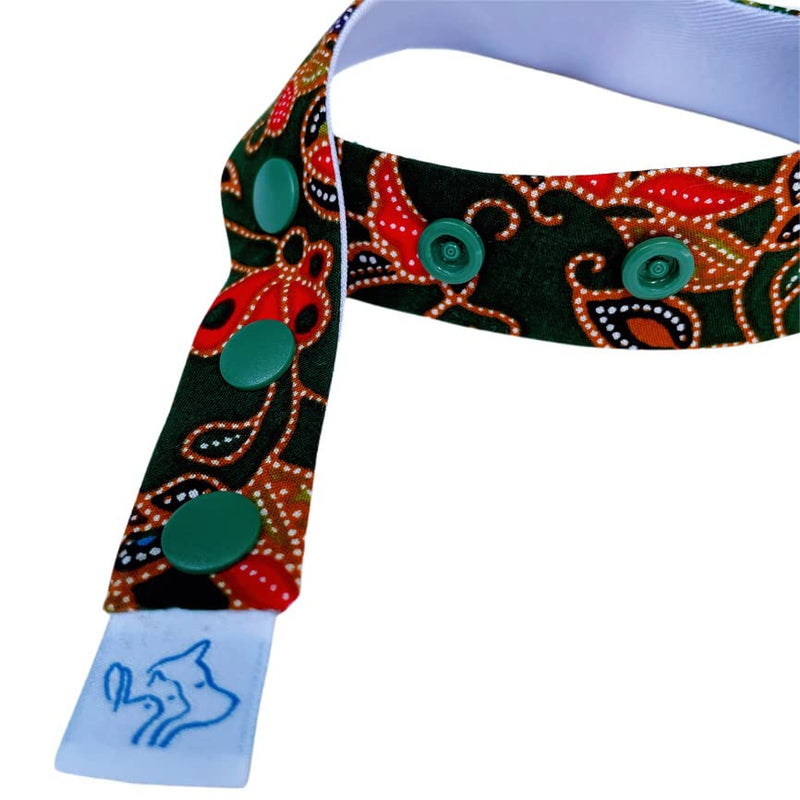 Green Classic Batik Collection Beautiful Pet Fashion Bandana with Plastic Snap Button - 1PCS Washable Bandana Double Reversible Scarf Accessories for Small to Large Dog Puppy Cat Rabbit Medium Green - PawsPlanet Australia