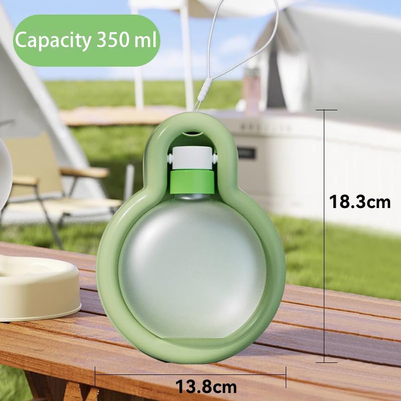 Pet Water Bottle, Portable Dog Small Water Bottle, Collapsible Leak Proof Puppy Drinker for Outdoor Walking, Traveling, Food Grade Plastic, (12 oz Green) - PawsPlanet Australia