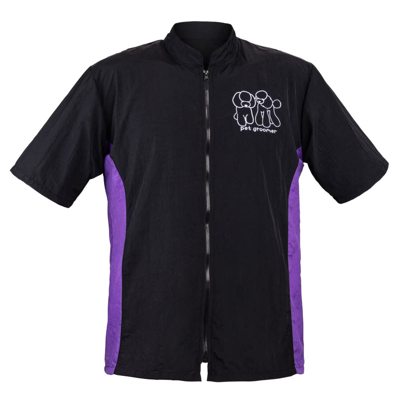 Noverlife Short Sleeves Pet Grooming Workwear with Full Zipper, 3XL Size, Anti-Static Pet Beautician Smock, Lightweight Pet Groomer Cosmetologist Uniforms Style Dog Cat Grooming Jacket for Men Women 3XL（Pack of 1) - PawsPlanet Australia