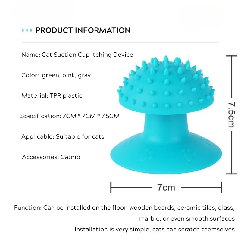 Cat Self Groomer with Suction Cups – Wall-Mounted Pet Massage Brush for Itching & Fur Shedding – Cat Scratch and Rub Toy for Indoor Cats – Easy to Install, 7x7x7.5cm (Pink) Pink - PawsPlanet Australia