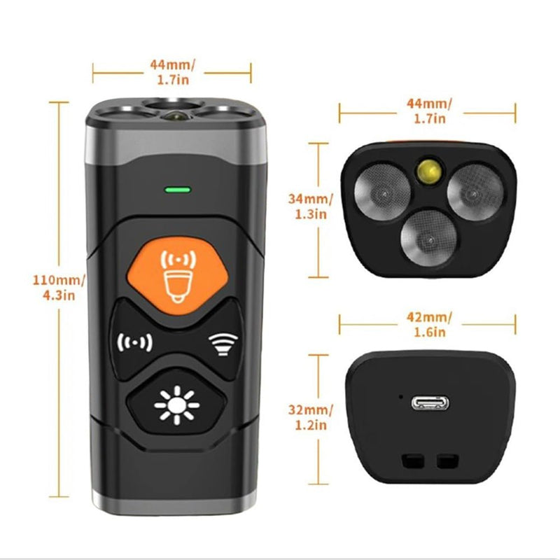 Anti-Bark Ultrasonic Dog Bark Deterrent Device – Handheld Bark Control with 3 Frequencies, 25ft Range, LED Flashlight – Safe Training for Small/Large Dogs, Rechargeable, Black