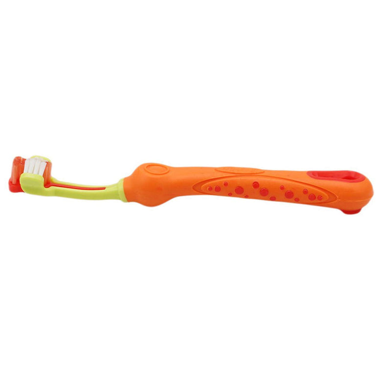 TIHOOD Three Sided Pet Toothbrush Dog Brush Addition Bad Breath Tartar Teeth Care Dog Cat Cleaning Mouth (Blue and Orange) Blue and Orange - PawsPlanet Australia