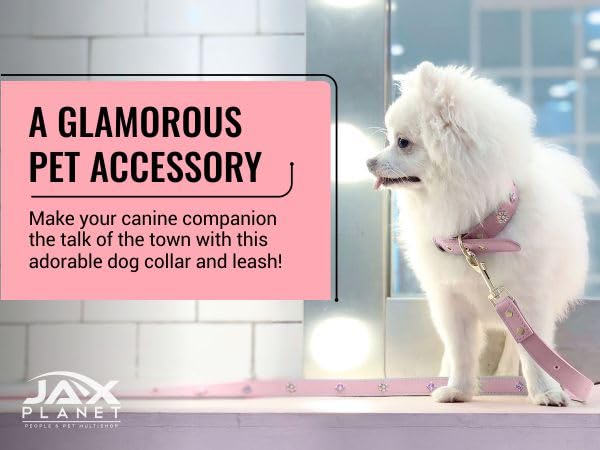 PU Leather Rhinestone Pet Leash - Pink Leather Dog Leash - Soft, Padded & Comfortable for Female Dogs and Cats, Stylish for Walking & Running, Diamond Crystals & Metal Flowers - S 4FT Leash(S)-4ft - PawsPlanet Australia