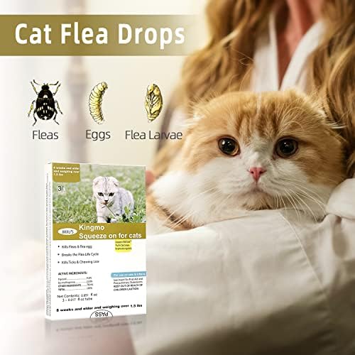 Flea and Tick Prevention for Cats, Cat Flea & Tick Control, Long-Lasting & Fast-Acting Topical Flea & Tick Treatment Drops for Kitten (6 Doses) 6 Doses