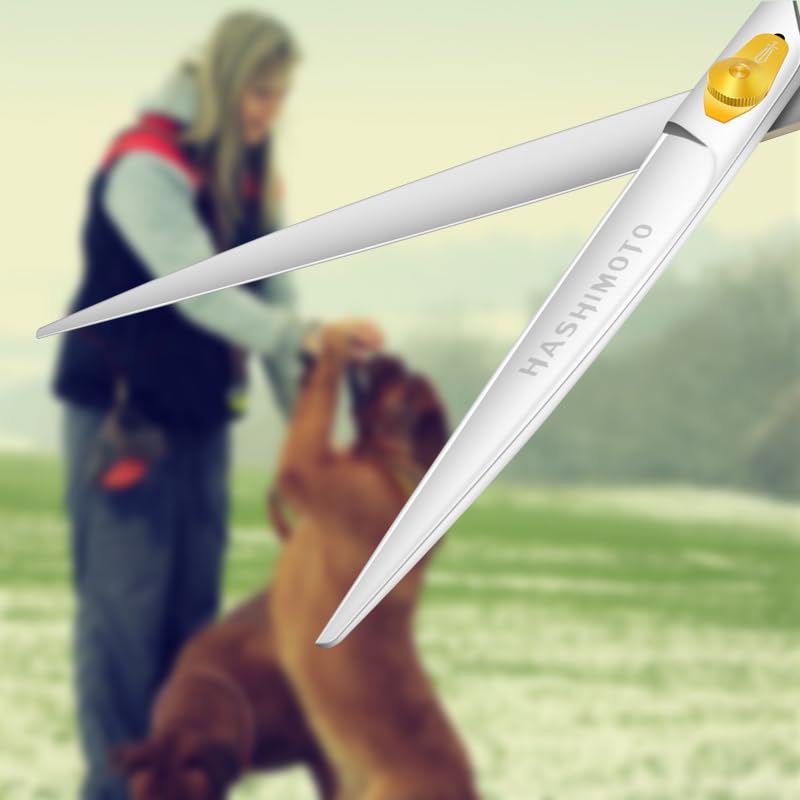 HASHIMOTO Dog Scissors for Large Dog Grooming, 8.0 inch Straight Shears - Light Weight, Balanced, Ergonomic Design for Professional Pet Groomers or Family DIY Use 8.0" - PawsPlanet Australia