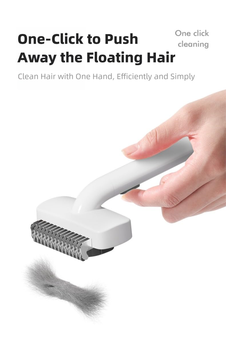 One-Click DeMatting Pet Comb for Small Dogs and Cats,Deshedding Brush, Quick Knot Remover with Stainless Steel Blade, Safe Rounded Edges, Effortless Hair Removal Grooming Tool - PawsPlanet Australia