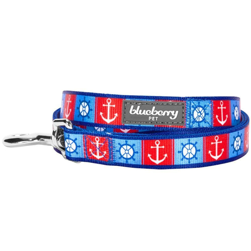 Blueberry Pet Essentials 2 Patterns Classy Bon Voyage Nautical Ocean Harbor Designer Dog Leash, 5 ft x 5/8", Small, Durable Leashes for Dogs 5' * 5/8" (Pack of 1) - PawsPlanet Australia