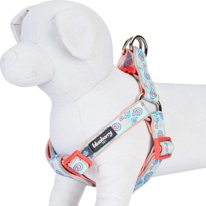 Blueberry Pet 5 Colors Soft & Comfy Step-in Paisley Flower Print Dog Harness, Chest Girth 16.5" - 21.5", Pastel Blue, Small, Adjustable Harnesses for Dogs Small (16.5" - 21.5") Chest Girth - PawsPlanet Australia