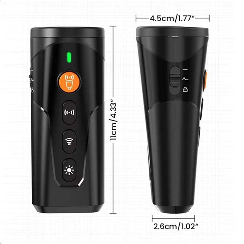 Dog Bark Deterrent Device [2025 Upgrade] – 3-in-1 Ultrasonic Anti Barking Device & Dog Training Aid – Stop Barking Tool with Flashlight & Beep Mode – Portable & Humane 25ft Range (Safe