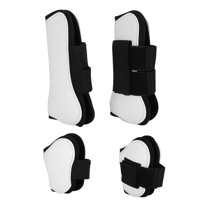 Horse Tendon Boots Open Front/Fetlock Boot for Horse, 4PCS White PU Shell Horse Front Back Leg Guard Boot Wrap Protector Riding Equipment During Jumping Obstacles