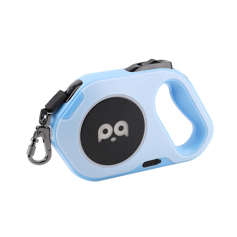 Retractable Dog Leash with Light, Pet Lead, 12-Color Ambient Lighting, Retractable Pet Lead with 360° Anti-Tangle Feature, 5-Meter Length Weighing Up to 40 kg (Blue, 2.0) Blue