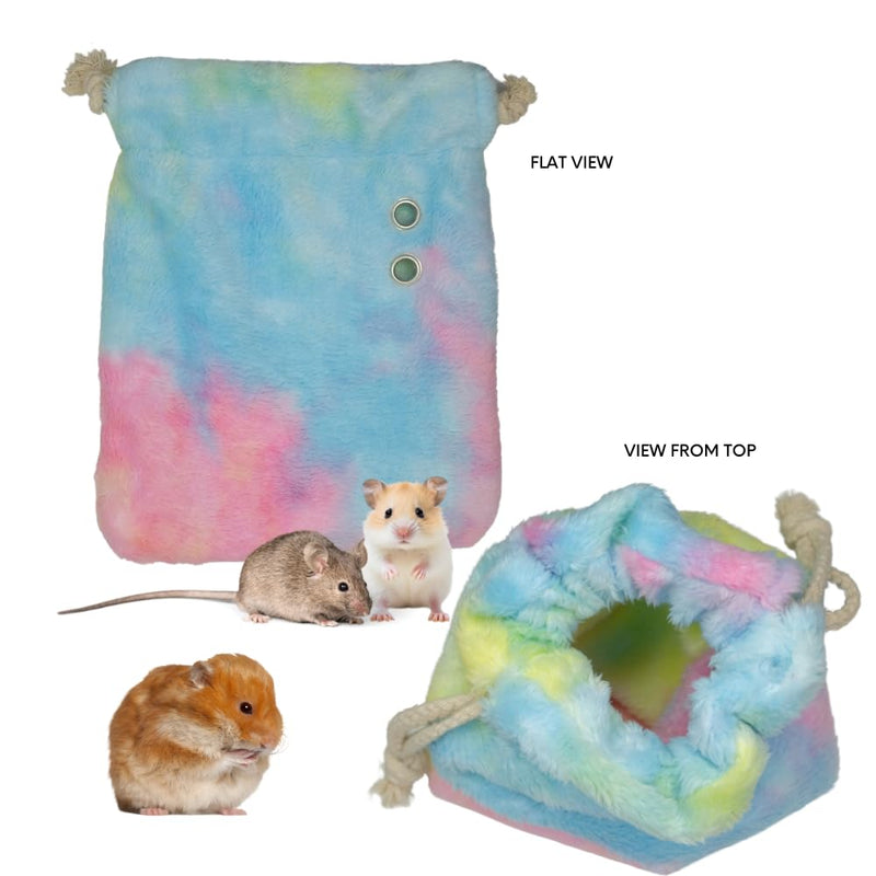 HILLBERRY Rainbow Fleece Warm Bonding Sleeping Pouch, Carrier, Hideout Bed for Rodent, Sugar Glider, Hamster, Gerbil, Mouse, Pet Accessory for Small Pets and Animals - PawsPlanet Australia