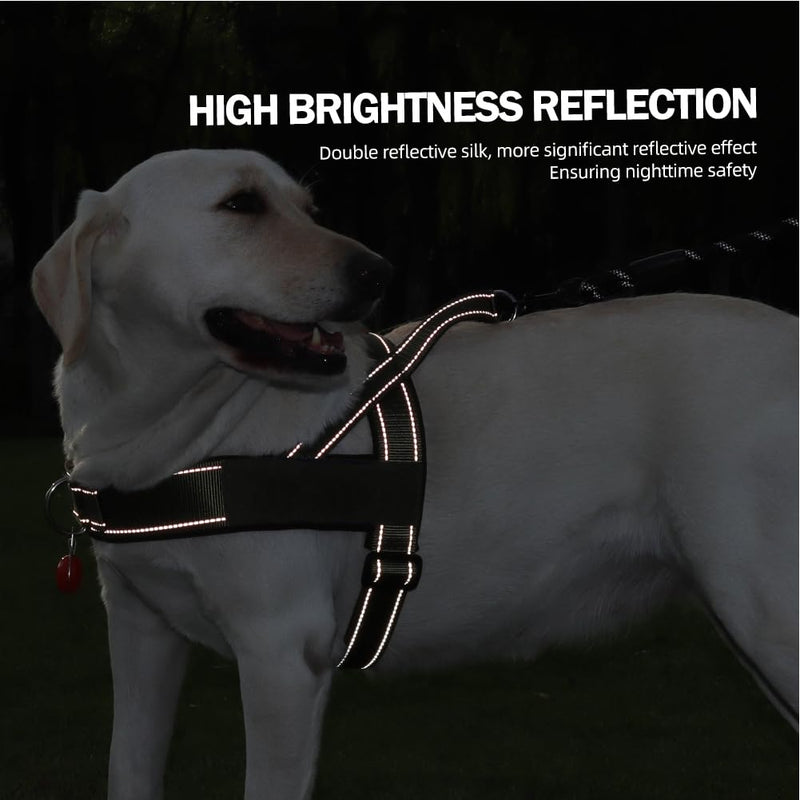 Heavy Duty Dog Harness Medium Sized Dog Adjustable Reflective Tactical Harness with Soft Padded Handl, Front Clip for Escape Proof and Easy Walking and Training, Green, M - PawsPlanet Australia