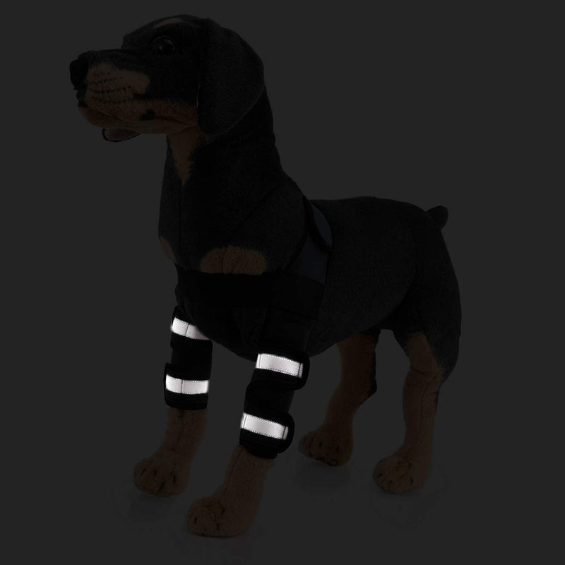 smalllee_lucky_store Shoulder bandage for dogs, reflective, elbow protection for carpus joint, bandage compression wrap, sprains arthritis injuries, sports protection, neoprene, black, S