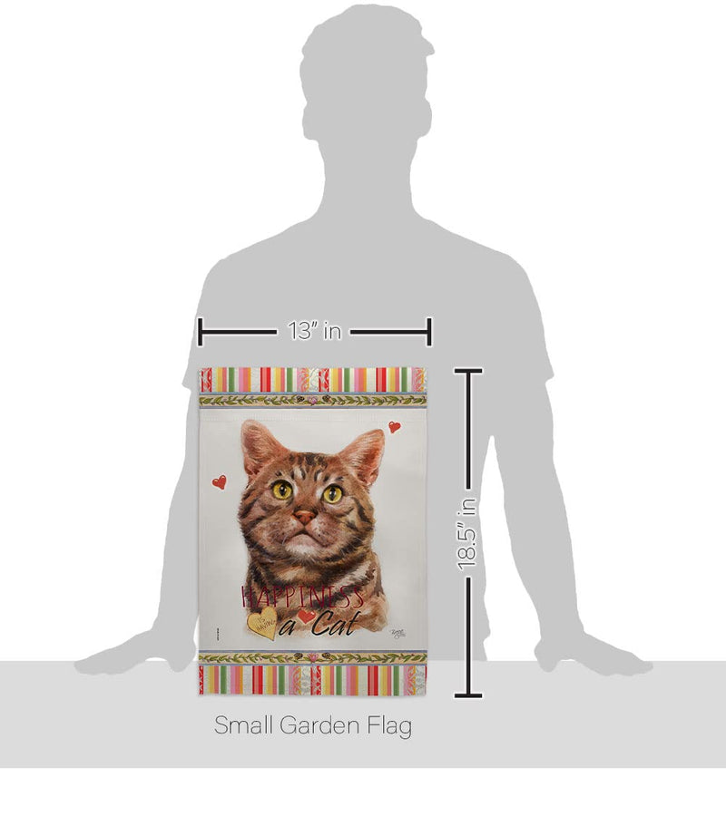 Breeze Decor American Short Hair Happiness Garden Flag-Set Mailbox Hanger Cat Kitten Meow Spoiled Paw Fur Pet Nature Farm Animal Creature House Banner Small Yard Gift Double-Sided, Made in USA - PawsPlanet Australia