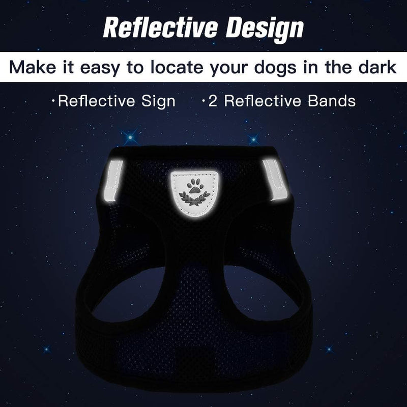 PAWCHIE Puppy Harness and Leash Set - Soft Mesh Dog Vest Harness, Reflective & Adjustable Harness for Small to Medium Dogs, Cats and Puppies,Easy Walk Comfortable Pet Harness with Handle (5-10 lbs) X-small (Pack of 1) Black - PawsPlanet Australia