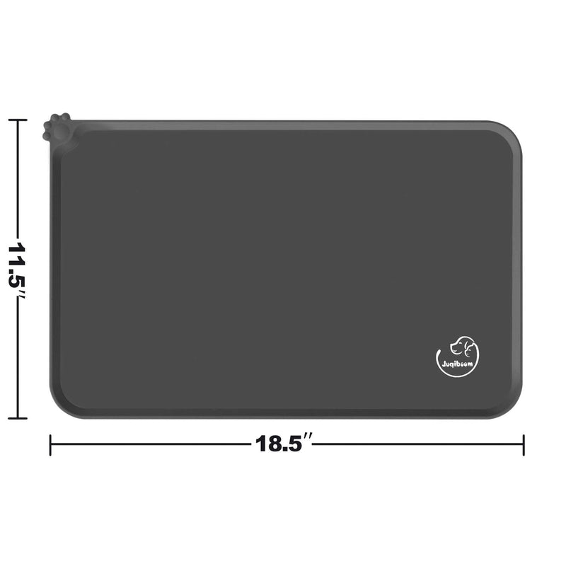 Silicone Waterproof Dog Cat Pet Feeding Mats, Non Slip, Easy Clean Pet Dog Cat Bowl Mats Placemat (18.5" x 11.5") Grey 18.5" x 11.5"